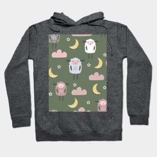 Sweet sleeping sheep pattern green Hoodie